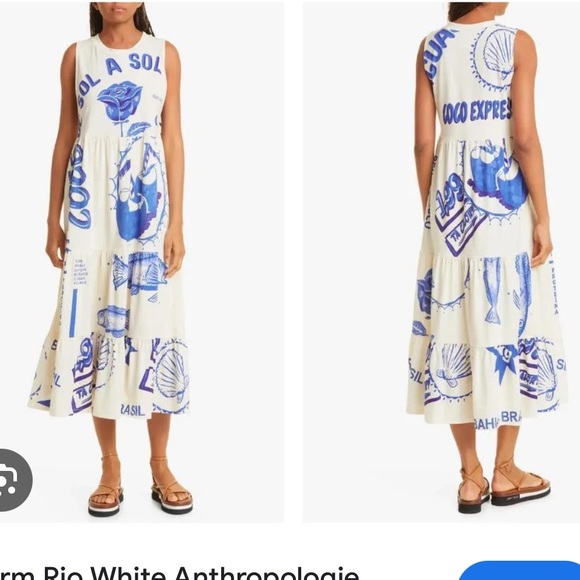 FARM Rio | Dresses | Farm Rio White Rainha Das Aguas Empire Dress ...